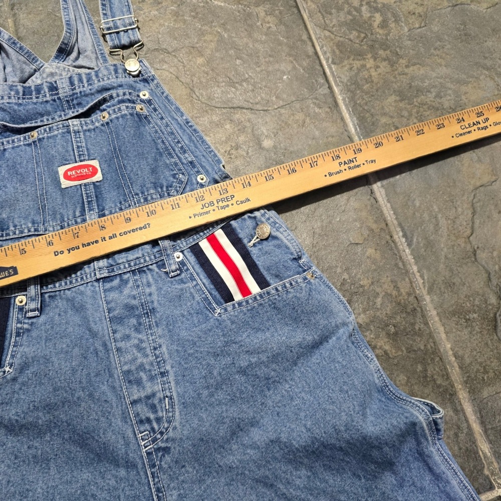 Revolt Denim Overalls Women Small Blue Striped Wide Leg Carpenter 90s Vintage - Picture 2 of 9